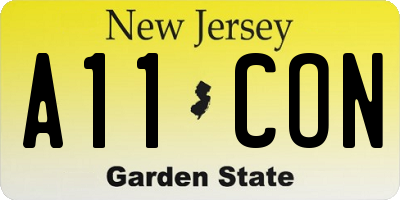 NJ license plate A11CON