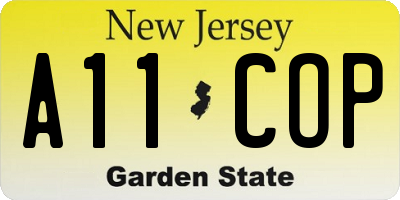 NJ license plate A11COP