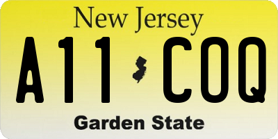 NJ license plate A11COQ