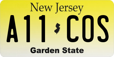 NJ license plate A11COS