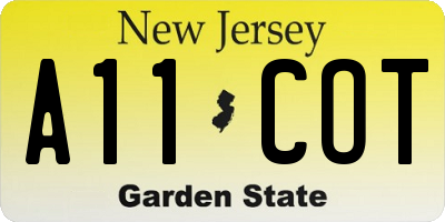 NJ license plate A11COT