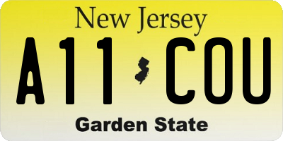 NJ license plate A11COU