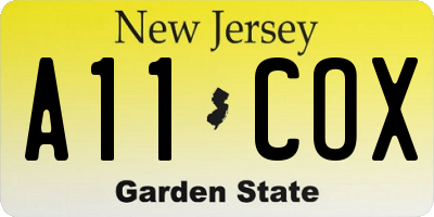 NJ license plate A11COX