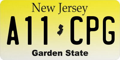 NJ license plate A11CPG