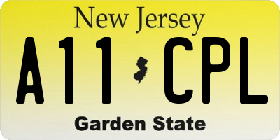 NJ license plate A11CPL