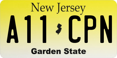 NJ license plate A11CPN