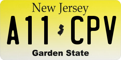 NJ license plate A11CPV