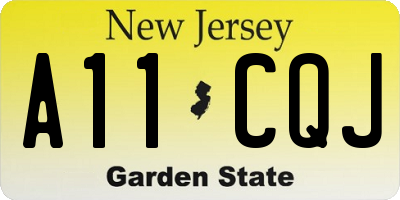 NJ license plate A11CQJ