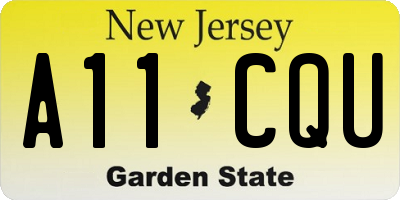 NJ license plate A11CQU
