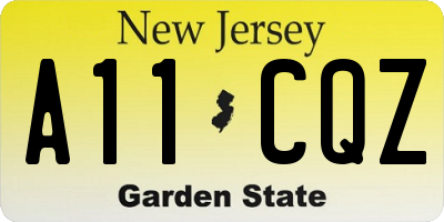 NJ license plate A11CQZ