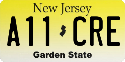 NJ license plate A11CRE