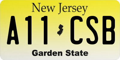 NJ license plate A11CSB