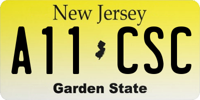 NJ license plate A11CSC