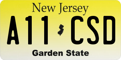 NJ license plate A11CSD