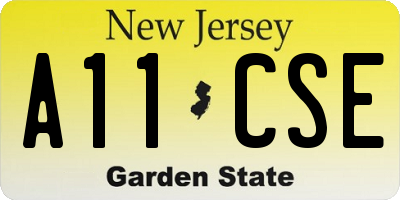 NJ license plate A11CSE