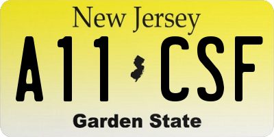 NJ license plate A11CSF