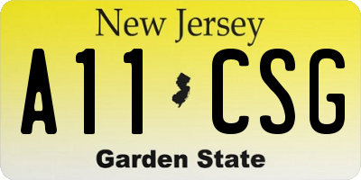 NJ license plate A11CSG