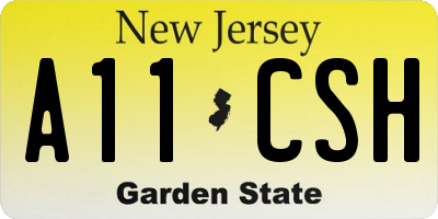 NJ license plate A11CSH