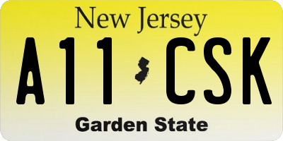 NJ license plate A11CSK