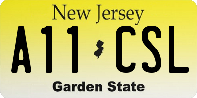 NJ license plate A11CSL
