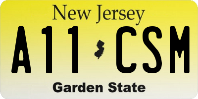 NJ license plate A11CSM