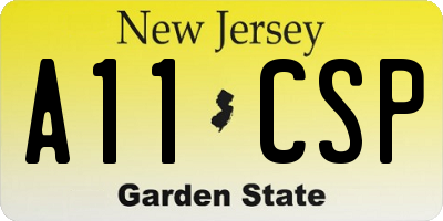 NJ license plate A11CSP