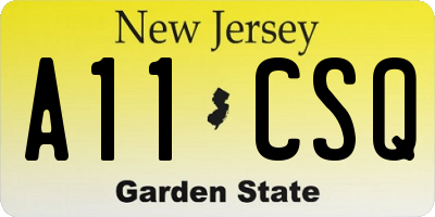 NJ license plate A11CSQ