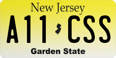 NJ license plate A11CSS