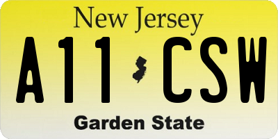 NJ license plate A11CSW