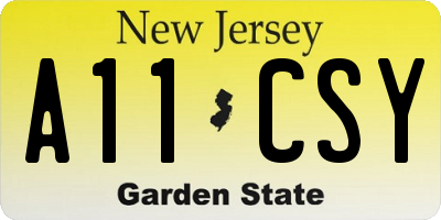 NJ license plate A11CSY