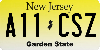NJ license plate A11CSZ