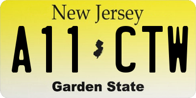 NJ license plate A11CTW