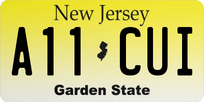 NJ license plate A11CUI