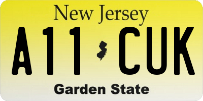 NJ license plate A11CUK