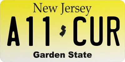 NJ license plate A11CUR