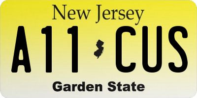 NJ license plate A11CUS