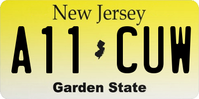 NJ license plate A11CUW