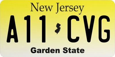 NJ license plate A11CVG
