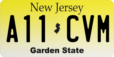 NJ license plate A11CVM