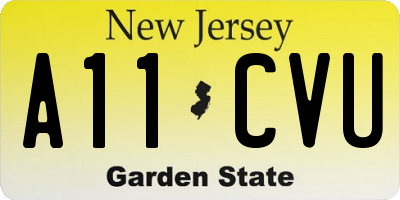 NJ license plate A11CVU