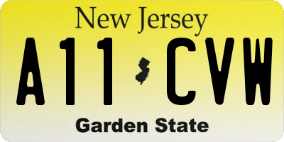 NJ license plate A11CVW