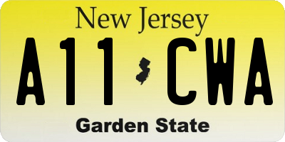 NJ license plate A11CWA