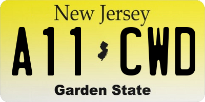 NJ license plate A11CWD