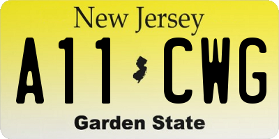 NJ license plate A11CWG