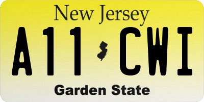 NJ license plate A11CWI