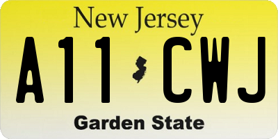 NJ license plate A11CWJ