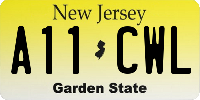 NJ license plate A11CWL