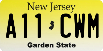 NJ license plate A11CWM