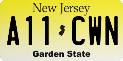 NJ license plate A11CWN