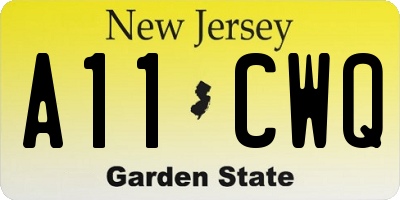 NJ license plate A11CWQ